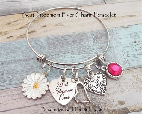 High quality for stepmom gifts and merchandise. Gift for Stepmother, Best Stepmom Charm Bracelet, Stepmom ...