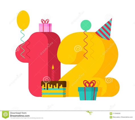 L'anniversario di matrimonio è una data da ricordare e da portare nel cuore, che cade ogni anno. Compleanno Della Cartolina D'auguri Di 12 Anni Dodicesima ...
