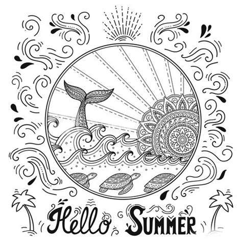 Includes 6 fun summer coloring sheets for kids and 6 beautiful coloring pages for adults. Summer Coloring Pages to download and print for free