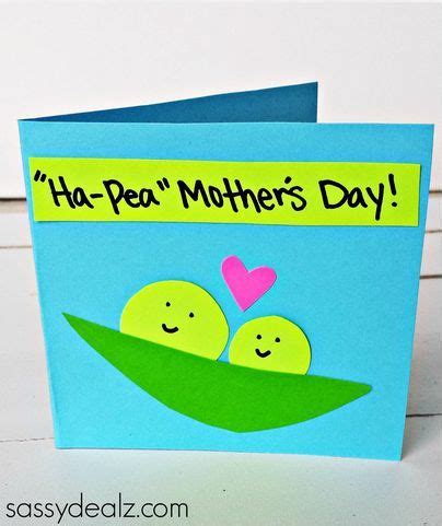 Need some last minute mother's day ideas or just want to make an awesome handmade gift card for mom? "Ha-Pea" Mother's Day Card for Kids to Make | Mothers day ...