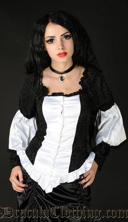 White satin blouse and necktie. White Satin Brocade Blouse | Brocade blouses, Hot goth girls, Blouse