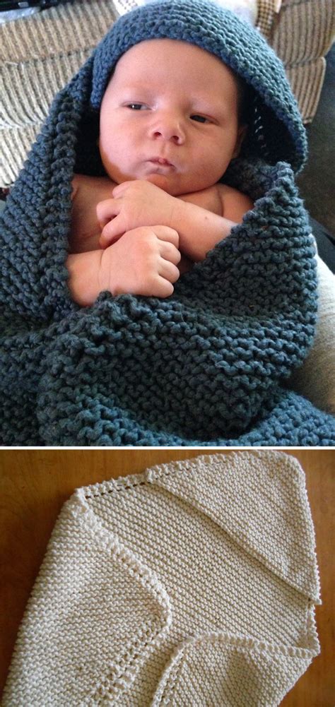 Cuddly soft baby blanket easy knitting pattern. Free knitting pattern for an easy baby blanket with hood ...