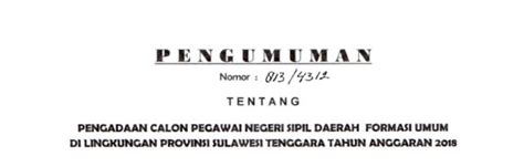 Admin lembaga negara, smk/smu, yogyakarta. Lowongan Kerja Penerimaan CPNS Provinsi Sulawesi Tenggara ...