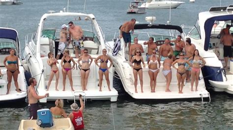 Yacht party with young people having a boat party, dancing on a bow of yacht deck. And this happened.... mmm the girls - YouTube