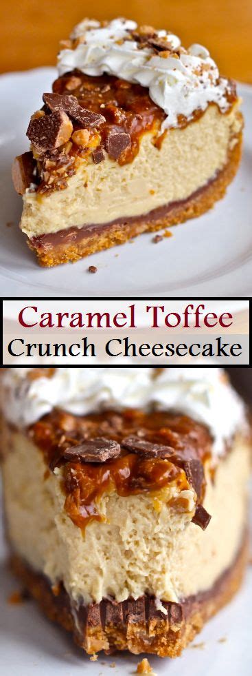 For the filling, beat the cream cheese in large bowl until fluffy. Caramel Toffee Crunch Cheesecake | Toffee dessert, Toffee ...