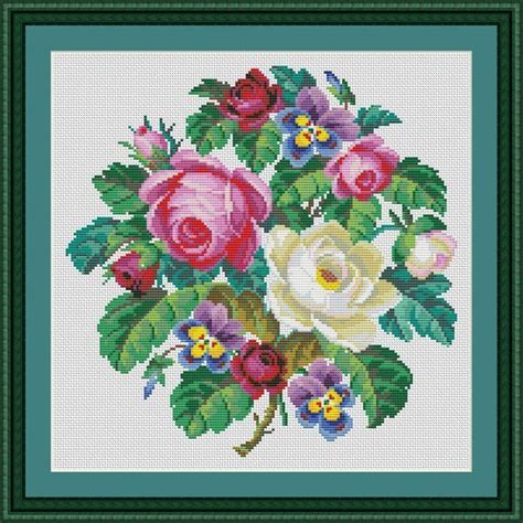 This counted cross stitch pattern of a beautiful floral arrangement was created from beautiful artwork licensed through interlitho licensing. Vintage roses cross stitch pattern Digital format PDF ...