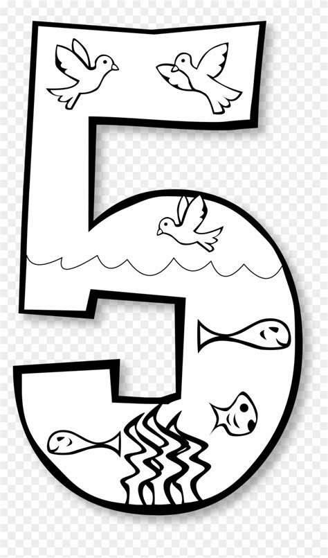 38+ creation day 5 coloring pages for printing and coloring. Creation Day 5 Number Ge 2 Black White Line Art Scalable ...