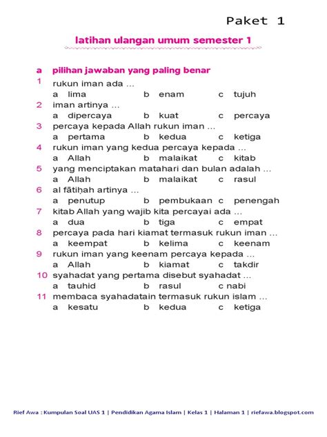 Untuk soal dan pembahasan lengkap disini : Contoh Soal Agama Islam Kelas 10 Semester 2 Tentang Malaikat