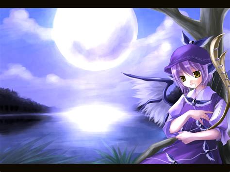 This video is for entertainment purpose. animal ears clouds hat instrument mystia lorelei purple hair short hair sky touhou tree water ...