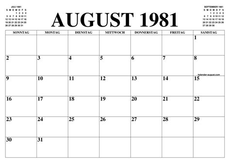 Maybe you would like to learn more about one of these? KALENDER AUGUST 1981 : AUGUST KALENDER ZUM AUSDRUCKEN ...