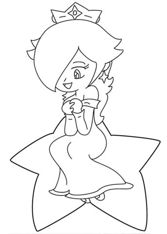 Rosalina peach and daisy coloring pages are a fun way for kids of all ages to develop creativity, focus, motor skills and color recognition. Kid Rosalina coloring page | Free Printable Coloring Pages