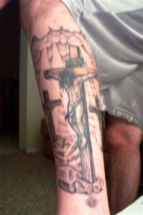 An association of disgrace or public disapproval with something, such as. The crucifixion scene tattoo
