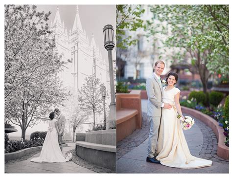 Lace dress by elizabeth cooper design. Salt Lake City Temple Wedding - Ravenberg Photography