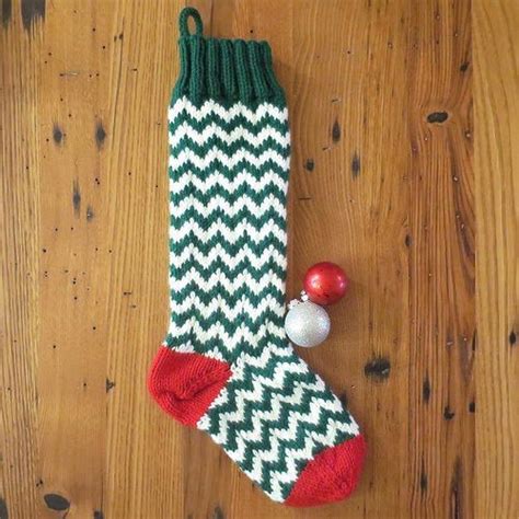 Easy to sew christmas stockings pattern for the whole family. Minnesota Chevron Knit Stocking | Knitted christmas ...