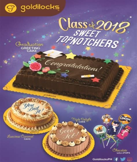 Chocolate buttercream, chocolate ganache, marble (chocolate & vanilla buttercream with ganache filling), mocha buttercream, vanilla buttercream. Celebrate Graduation with Goldilocks - Orange Magazine