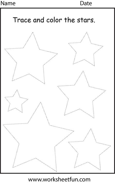 Worksheet on tracing for preschoolers. shapes star | Shape tracing worksheets, Free preschool ...