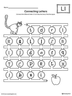 Tracing letter l alphabet worksheet for kindergarten and preschool kids for handwriting practice and educational . Finding and Connecting Letters: Letter L Worksheet | Worksheets and ...