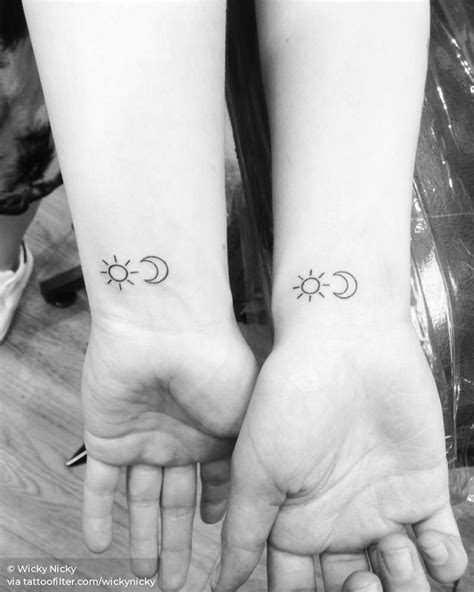Whether it's life and death, femininity and masculinity, night and day, good and bad, yin and yang, the sun and moon design mirrors them all. Matching sun and moon tattoos on the wrist. | Tattoos for ...