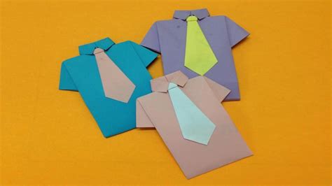 You can choose your favorite colors and ornaments to create your own design. How to make paper shirt and neck tie | Easy origami shirts ...
