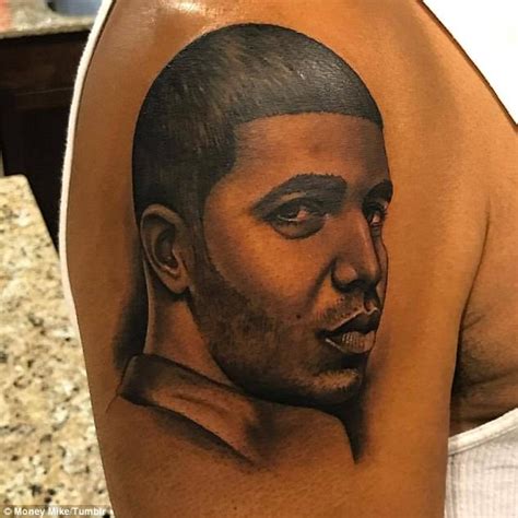 'why does drake have harry potter and hedwig tattooed on his back?' another fan asked. Drake's father tattoos son's face on his arm | Daily Mail ...