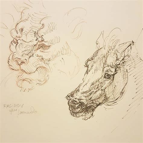 Da vinci, sketch of a horse postcard. A quick scribble after Leonardo da Vinci . . #penandink # ...