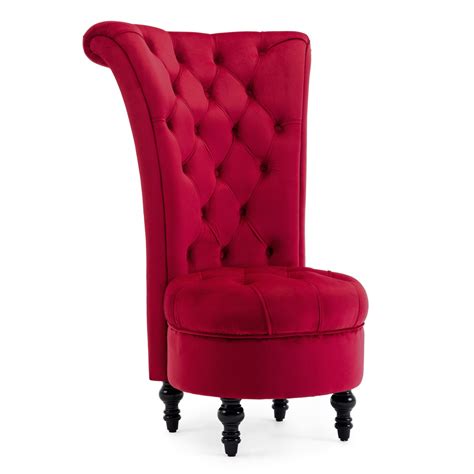 $7/month with 60 months financing* Upholstered Velvet Button Tufted Backrest High Back Ottoman Accent Chair, Red | eBay