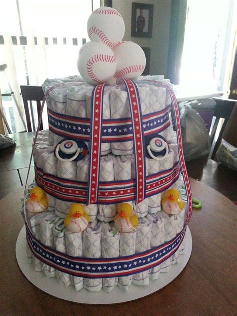 Let suzybeez handle the baby shower cakes for the baby shower! Texas ranger diaper cake | Diaper creations, Baby shower ...