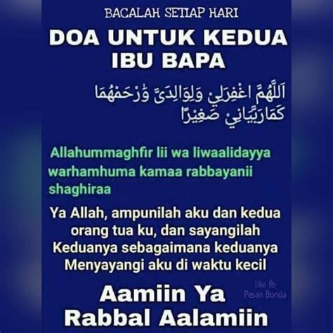 Kemudian untuk doa memohon ampunan untuk kedua orang tua beserta latin dan artinya adalah sebagai berikut. Doa untuk kedua ibu bapa. Bacalah setiap hari. #doa # ...