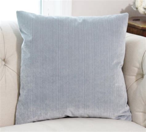 Mason velvet 20x20 pillow, lakeland blue. Light Blue Pillow - Silver Blue Striped Velvet Pillow ...