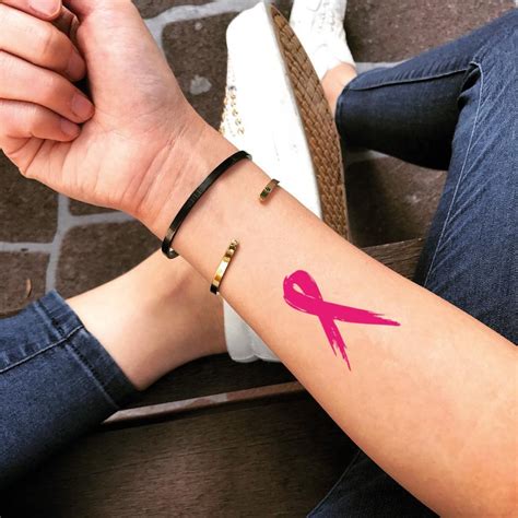 Top unique cancer tattoos images for pinterest tattoos. Breast Cancer Ribbon Temporary Tattoo Sticker - OhMyTat