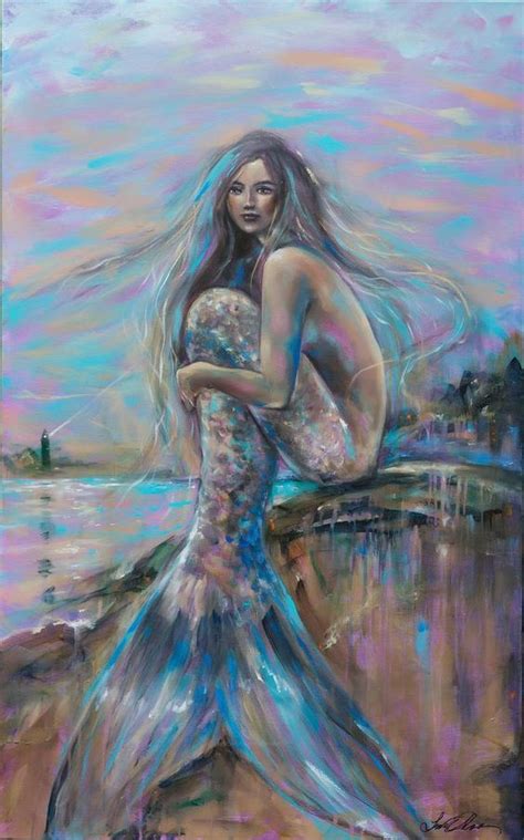 The bouquet's colors are echoed in the background, creating a calming harmony. Lighthouse at Dusk by Linda Olsen | Mermaid painting ...