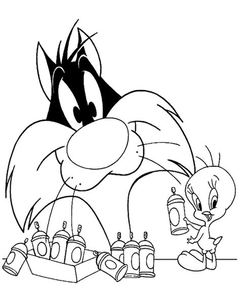 Here are cute coloring pages of tweety you can color for fun. Sylvester & Tweety picture for toddlers - Topcoloringpages.net