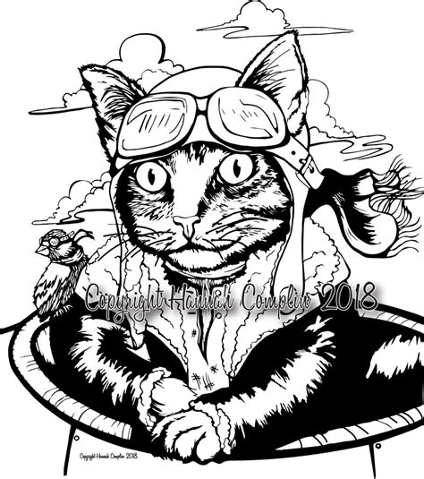 Here are free coloring pages with lampo, milady, pilou, and polpetta that you can download and print. Pilot Cat Coloring Page by Hannah Complin PDF Download + 1 ...