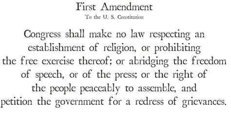 This is a chronological list of notable court cases involving first amendment freedoms from 1804 to present. ` First Amendment to the ` United States Constitution ...