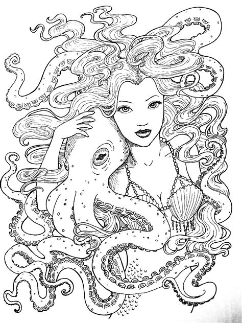 Octopus christmas coloring page adult color holidays beach. Pin by Kim Ellington on Coloring Pages (With images ...
