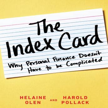 We did not find results for: Index Card: Why Personal Finance Doesn't Have to Be Complicated Audio book by Helaine Olen ...