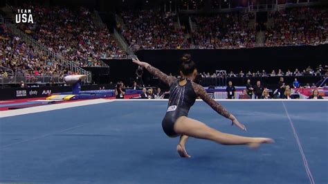 Not only did she come in first in the uneven bars trial, as well as the balance beam competition, but she also became the first hmong american athlete to make a u.s. Sunisa Lee On Floor | Champions Series Presented By ...