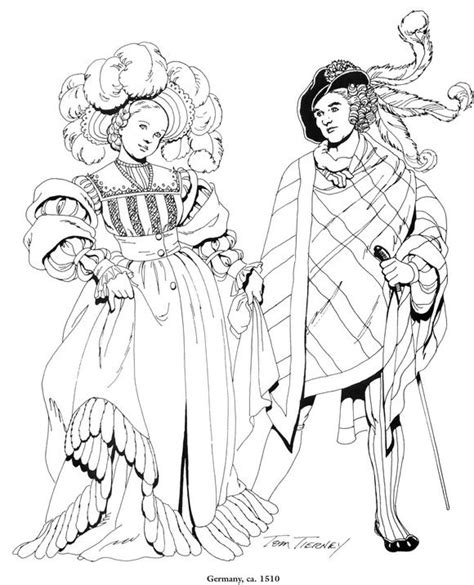 40+ fashion coloring pages for printing and coloring. coloring page Clothing of the Renaissance | Kampfrau ...