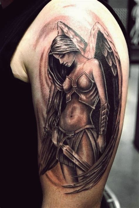 Guardian angel sleeve tattoo archangel tattoo on sleeve pictures. 70 Beautiful Guardian Angel Tattoo Designs