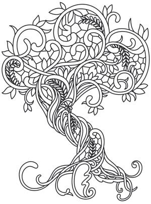 A cedar, a coniferous tree; Coloring Page World: Gossamer Woods - Gnarly Roots