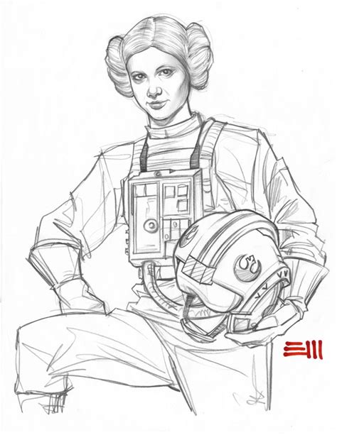 Use curved lines to outline the irregular shape that is the other. Princess Leia - Pilot's Uniform Sketch by Erik-Maell on ...