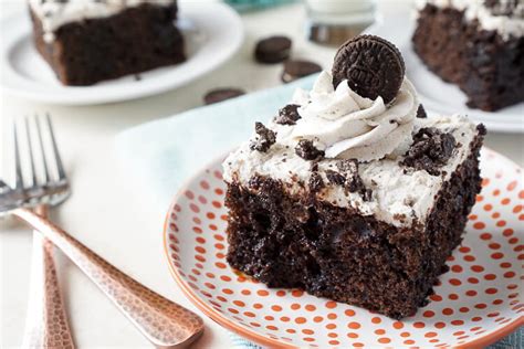 The oreos are crushed up and mixed with milk then. Easy Oreo Poke Cake | Sugar and Soul