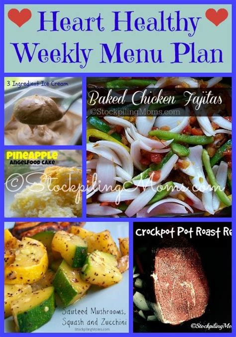 Heart Healthy Weekly Menu Plan | Heart healthy snacks ...