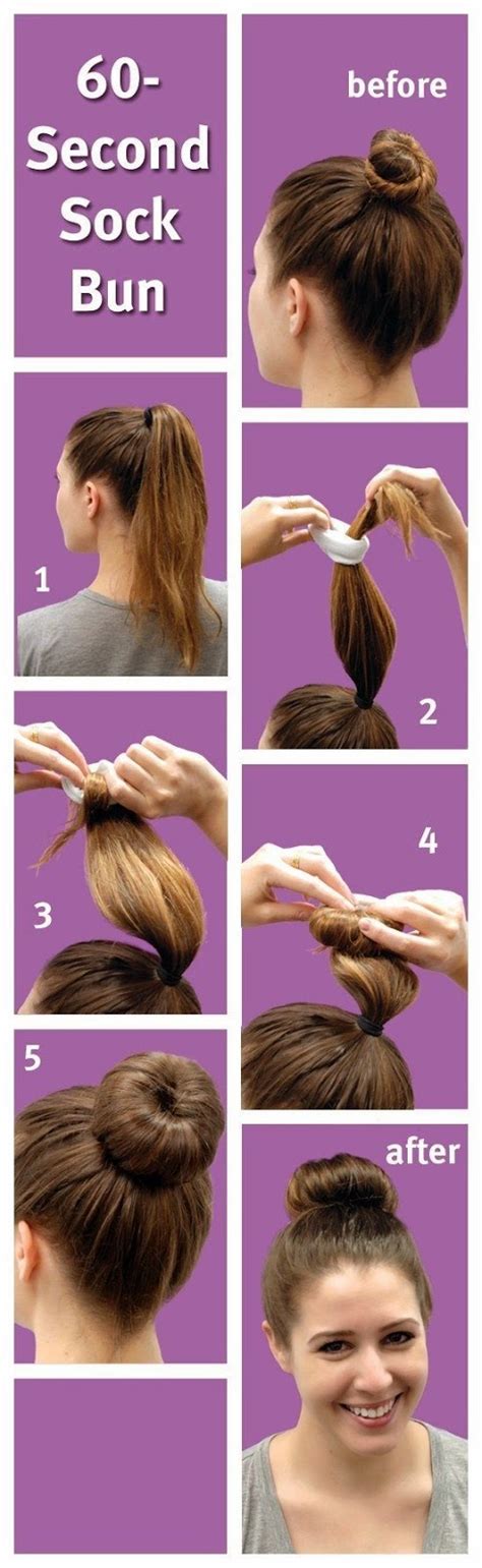 Keep this very loose and twist the ponytail into shape, hiding your elastic, says gillen. 60-Second Sock Bun Military bun for long/thick hair ...