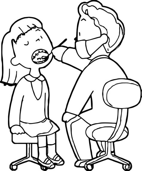Dental health coloring page 7. Dental Doctor Looking Girl Coloring Page | Coloring pages ...