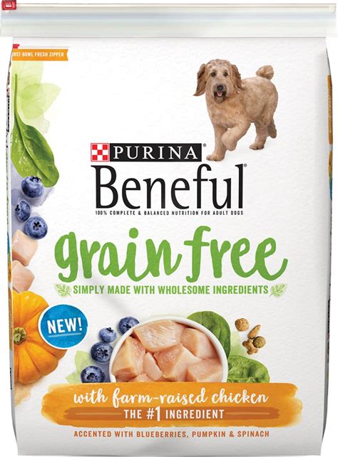 As a group, the brand features an average protein content of 31% and. PURINA BENEFUL Grain Free with Real Farm-Raised Chicken ...