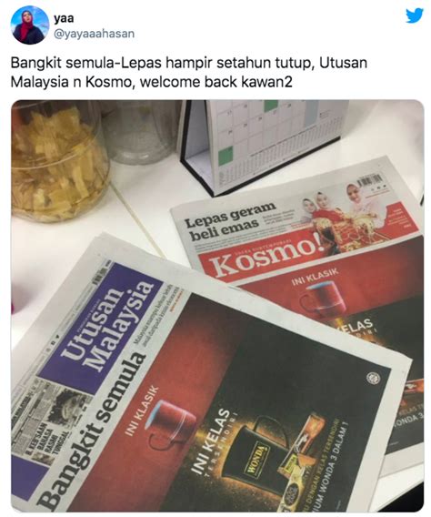 Di era baru ini dpt beri peluang kerja & rezeki kpd wartawan2 & staf. Mula Dijual Hari Ini, Utusan Malaysia & Kosmo 'Bangkit ...