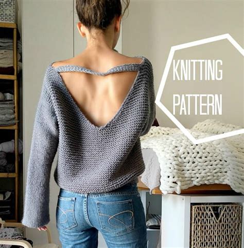 Knit across these sts, pick up 1 stitch from body of mitten, pm and join for working in the round. No Purls Sweater Pattern, V Back Knit Slouchy Sweater ...