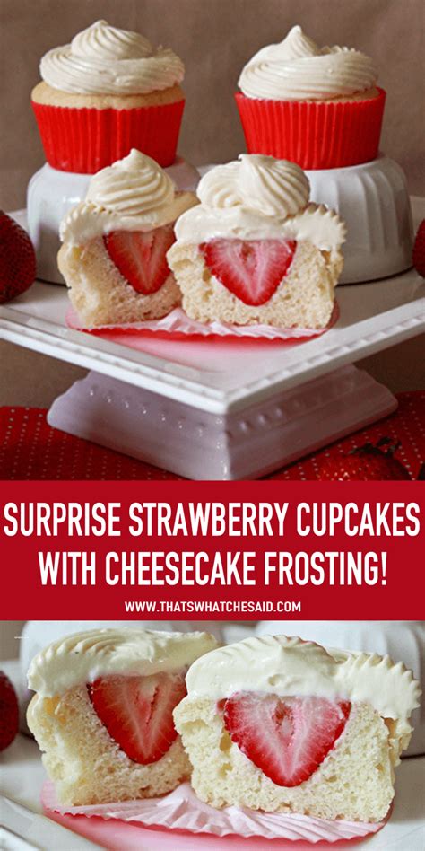 Apples, rhubarb, raspberries, strawberries, and either blackberries or blueberries. Strawberry Cupcakes with Cheesecake Frosting - That's What ...