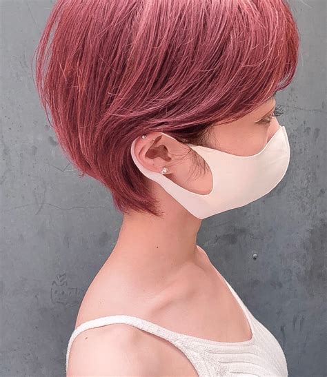 ベリーショート ナチュラル ベリーピンク ショートヘア×hair ...